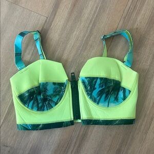 UNIF Green and Blue Tropical Bustier Top